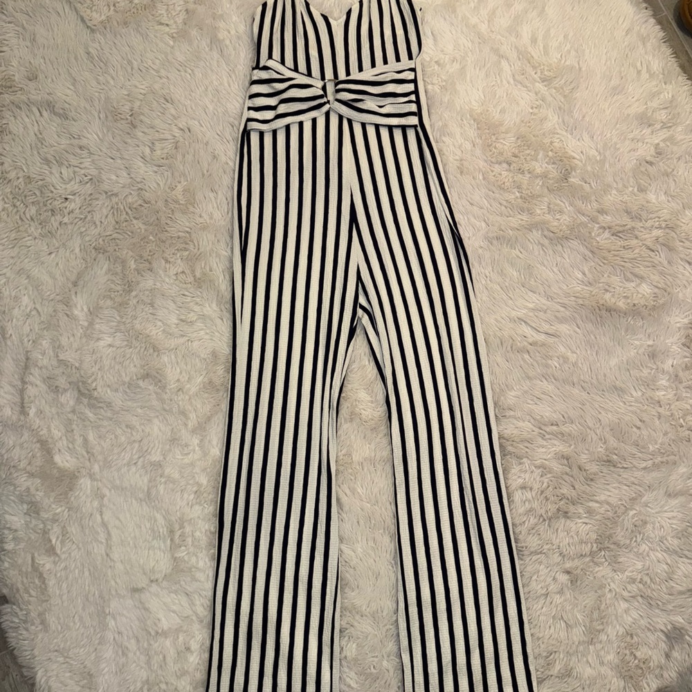 Striped Navy and White Jumpsuit